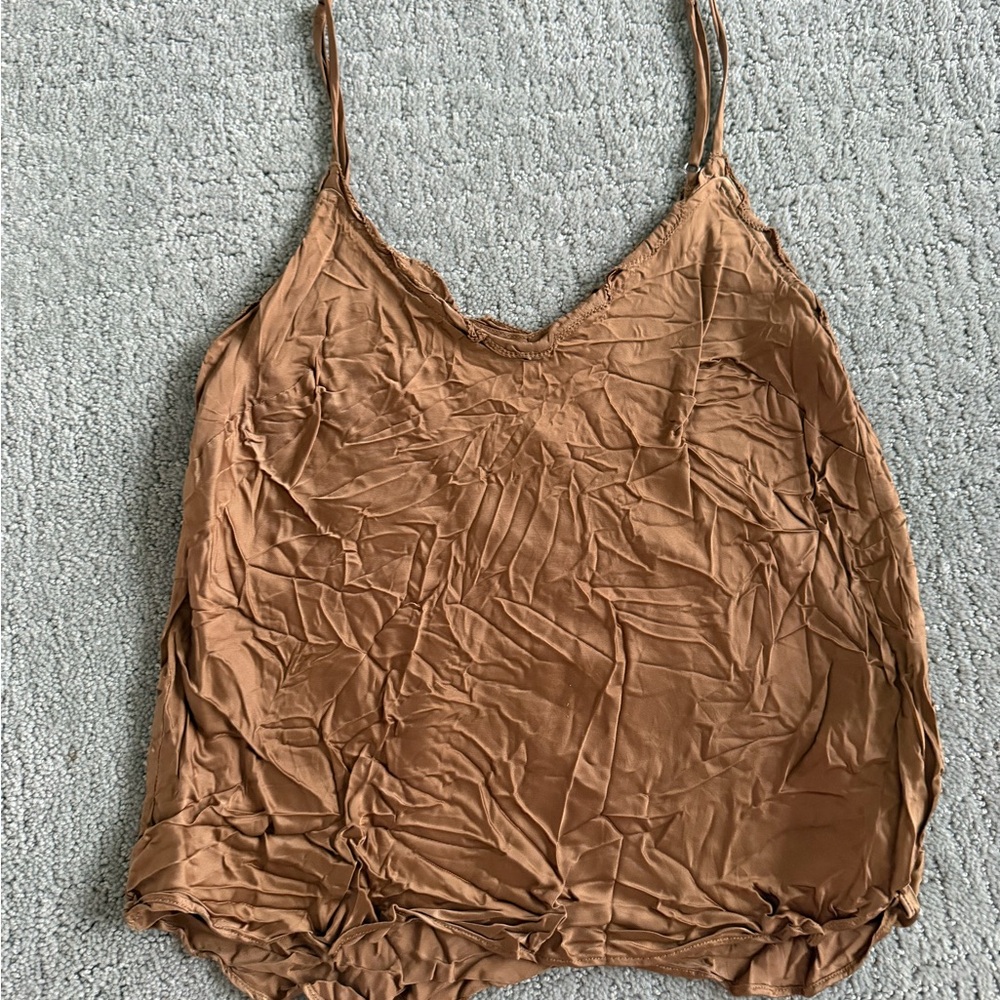 Aritizia Wilfred Chocolate Brown Silky Cami Tank Top